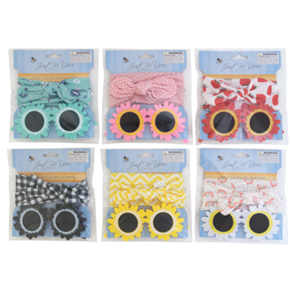 GIRLS GLASSES W/HEADBAND DAISY SHAPED 6 AST 12PC/ MDSG STRIP/TCD