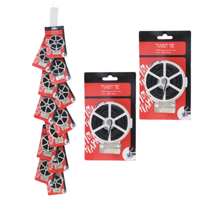 TWIST TIE 100FT W/ DISPENSER/CUTTER BLACK 12PC MDS STRIP HARD