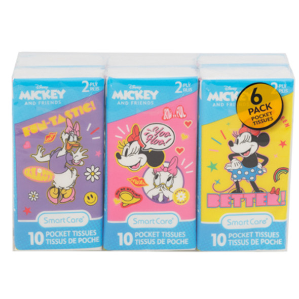 POCKET TISSUE 6PK MINNIE & DAISY DISNEY 2PLY - 10CT WHITE