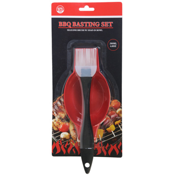 BBQ BASTING SET SILICONE BRUSH W/ SNAP-IN BOWL 200ML/ 6.8OZ BOWL