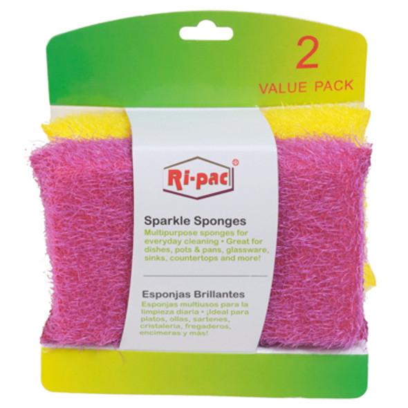 SPONGES 2PK SPARKLE YELLOW/PINK RI-PAC SPONGES 2PK SPARKLE YELLOW/PINK RI-PAC