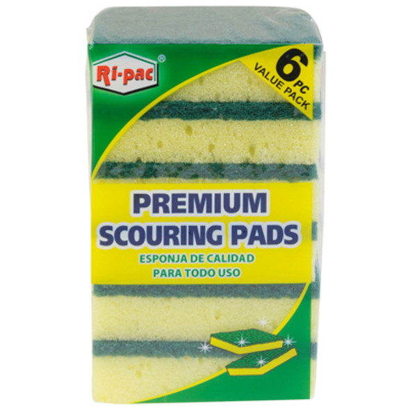 SPONGES PREMIUM SCOURING PADS 6CT RI-PAC