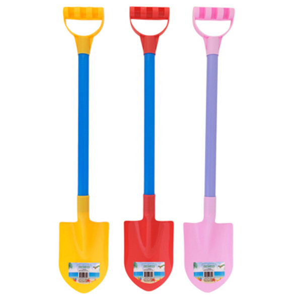 BEACH SHOVEL 25IN PLASTIC 2-TONE 3 ASST COLOR COMBOS COLOR LABEL
