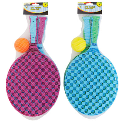 BEACH RACKET GAME SET 2PK 15 x 8 IN PLASTIC W/ BALL HDR/ NET BAG