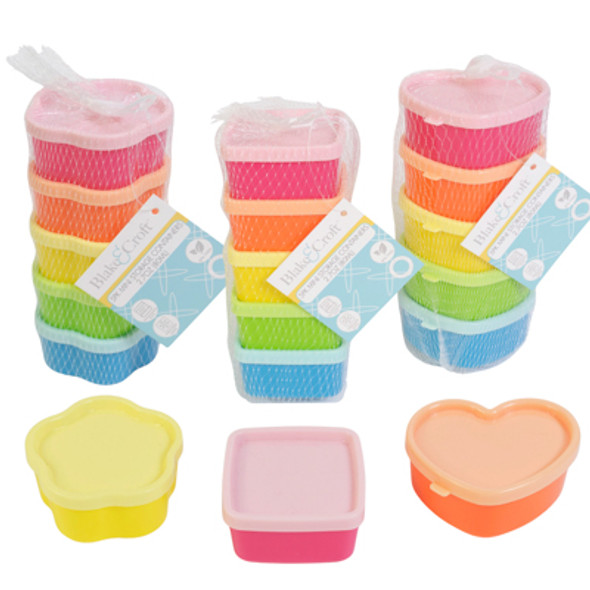 STORAGE CONTAINER 5PK 3 ASST SHAPES MULTI COLOR SET 2.5 X 2.5 NET BAG W/B&C HT