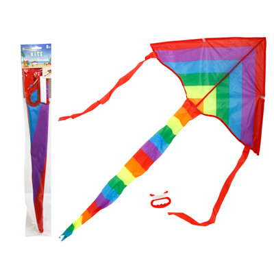 KITE TRIANGLE SHAPE POLYESTER RAINBOW STRIPE 31.5IN X 15.7IN/ 30M LINE/ PBH