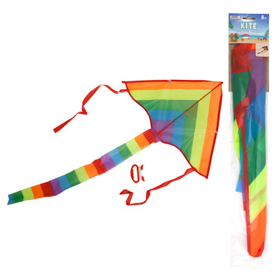 KITE TRIANGLE SHAPE POLYESTER RAINBOW STRIPE 31.5IN X 15.7IN/ 30M LINE/ PBH