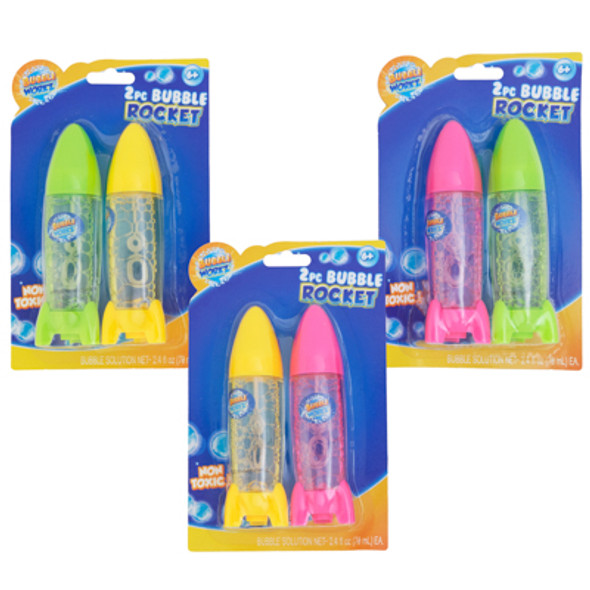 TOY ROCKET BUBBLE 2.7OZ 2PK W/WAND *5.50*