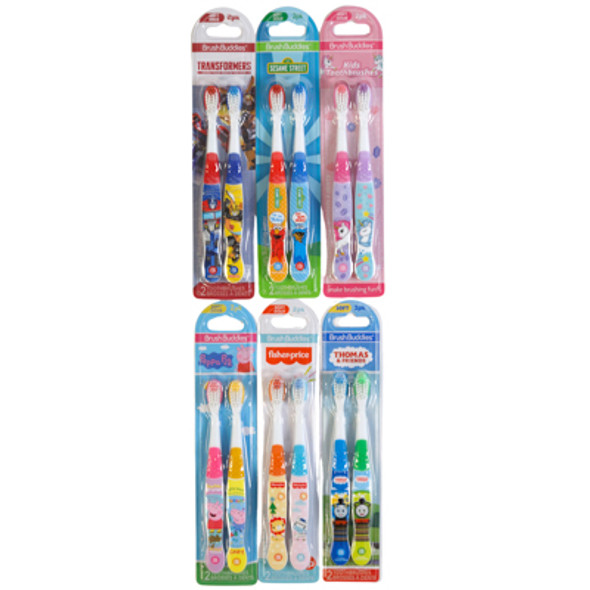 TOOTHBRUSH KIDS 2PK LICENSED 72PC PDQ DISPLAY 6ASSORTED