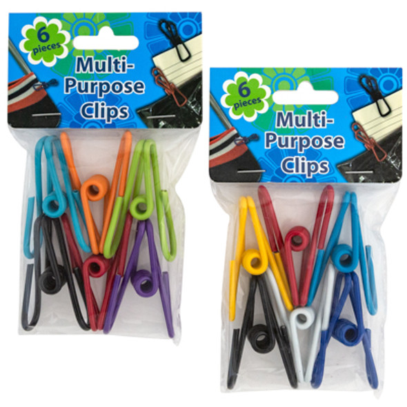 CLIPS MULTI-PURPOSE 6PK VINYL COATED AST COLOR 2.25IN L / 12PC MDSG PBH CLIPS MULTI-PURPOSE 6PK VINYL COATED AST COLOR 2.25IN L / 12PC MDSG PBH