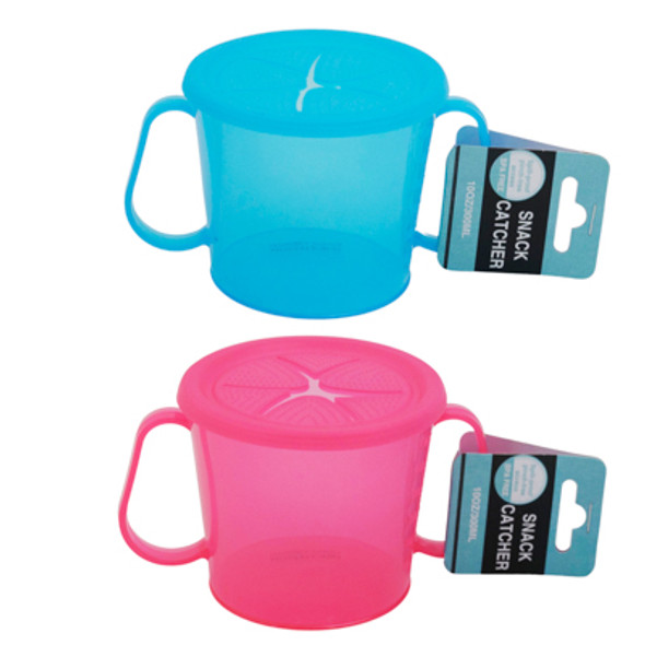 ON THE GO SNACK CATCHER 10 OZ PLASTIC HANDLED BARBELL CARD