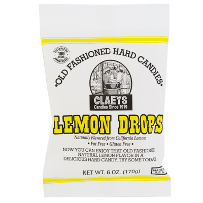 CLAEY'S OLD FASHIONED HARD CANDIES NATURAL LEMON 6 OZ PEG BAG