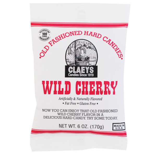 CLAEY'S OLD FASHIONED HARD CANDIES WILD CHERRY 6 OZ PEG BAG