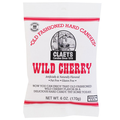 CLAEY'S OLD FASHIONED HARD CANDIES WILD CHERRY 6 OZ PEG BAG