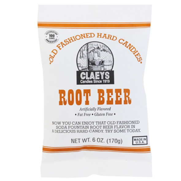 CLAEY'S OLD FASHIONED HARD CANDIES ROOT BEER 6 OZ PEG BAG