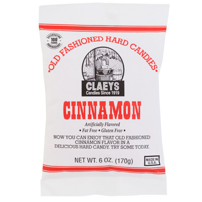 CLAEY'S OLD FASHIONED HARD CANDIES CINNAMON 6 OZ PEG BAG