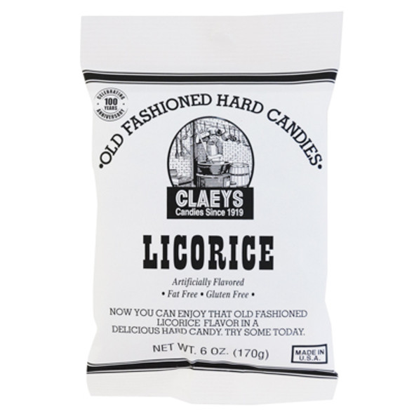 CLAEYS OLD FASHIONED HARD CANDIES LICORICE 6 OZ PEG BAG CLAEYS OLD FASHIONED HARD CANDIES LICORICE 6 OZ PEG BAG