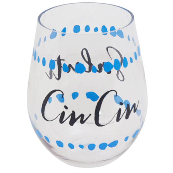 WINE GLASS STEMLESS 4.75X2.75 SALUTI CINCIN ACRYLIC(5.00)
