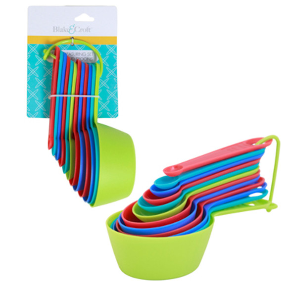 MEASURING CUP/ SPOON 12PC NESTED SET PLASTIC MULTICOLOR B & C TCD