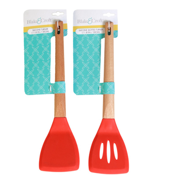TURNER SILICONE W/ BEECHWOOD HANDLE ASST SOLID OR SLOTTED