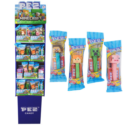 PEZ MINECRAFT SHIPPER 108PC 84 DISPENSERS 24 - 6PK ROLLS