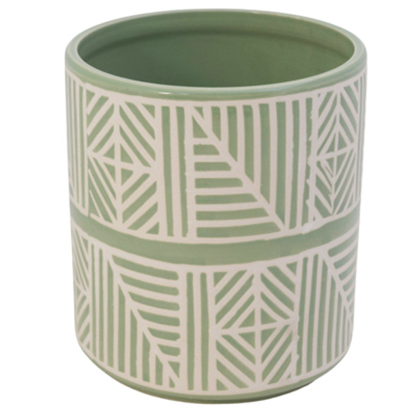 UTENSIL CROCK 6.4IN PATTERN WHITE/MINT GREEN CERAMIC UTENSIL CROCK 6.4IN PATTERN WHITE/MINT GREEN CERAMIC