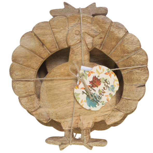 TRIVETS 2PC SET TURKEY CUTOUT HAPPY HARVEST WOOD TRIVETS 2PC SET TURKEY CUTOUT HAPPY HARVEST WOOD