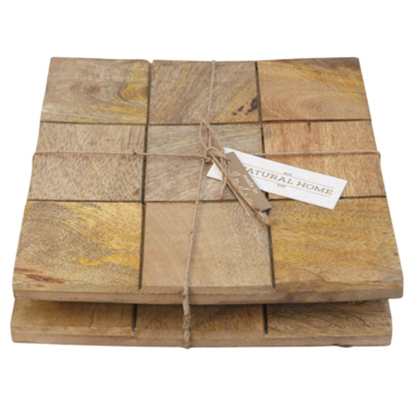 TRIVETS 2PC SET SQUARE TILE WOOD (13.00) TRIVETS 2PC SET SQUARE TILE WOOD (13.00)