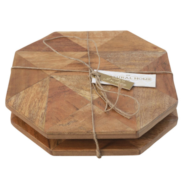 TRIVETS 2PC SET HEXAGON SPLIT WOOD (13.00)