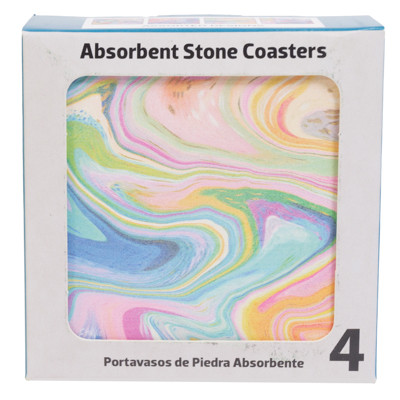 COASTER 4PC SET COLOR SWIRL THIRSTYSTONE