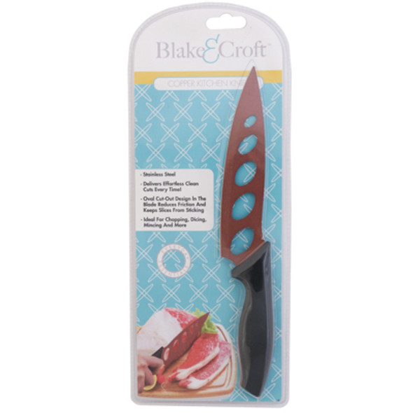 KITCHEN KNIFE COPPER UTILITY 9.75IN W/ CUTOUTS IN BLADE CLEAN CUTS/ FOREVER SHARP CLAMPACK