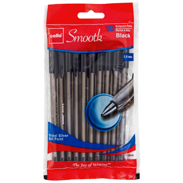 PENS 10CT BLACK INK BALLPOINT 1.0MM REF # BPSMBK1010