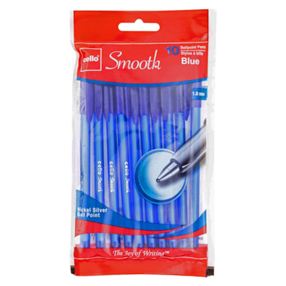 PENS 10CT BLUE INK BALLPOINT 1.0MM REF # BPSMBL1010
