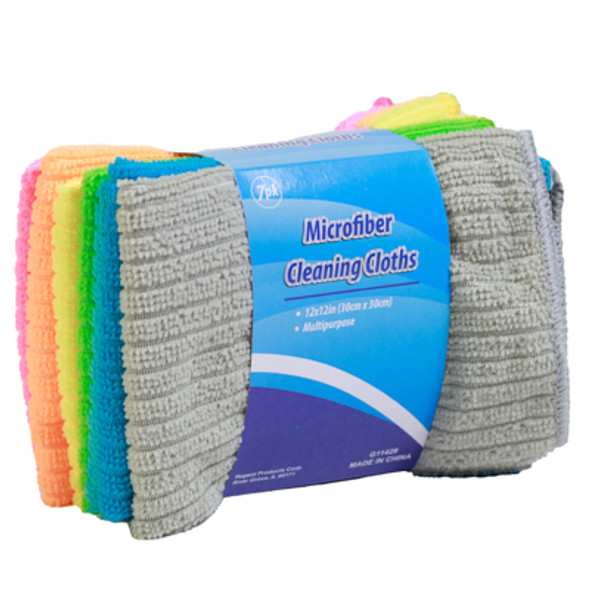MICROFIBER CLOTH 7PK RAINBOW 12X12IN WRAP CARD