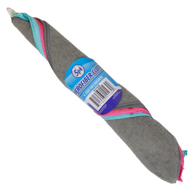 MICROFIBER CLEANING CLOTHS 5PK 15X11IN MULTIPURPOSE WASHABLE REUSABLE JHOOK/ WRAP CARD
