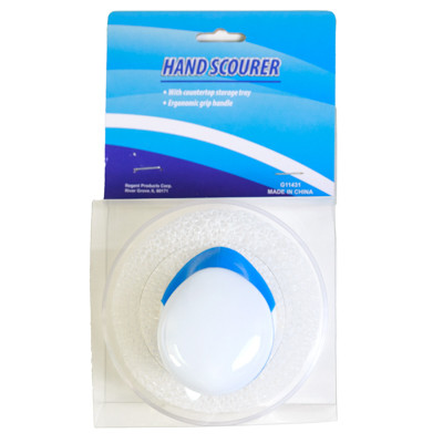 SCRUBBER W/ HANDLE IN CLEAR PLASTIC STORAGE DISH ACETATE WRAP CARD