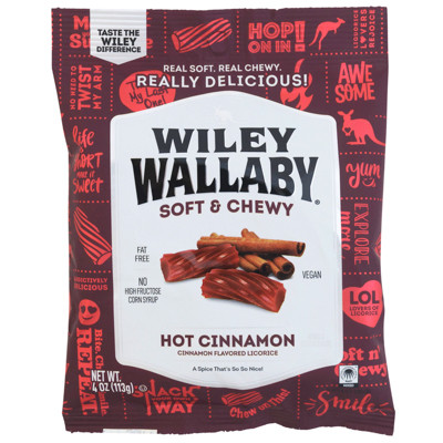 LICORICE WILEY WALLABY HOT CINNAMON 4 OZ PEG BAG NO AMAZON SALES