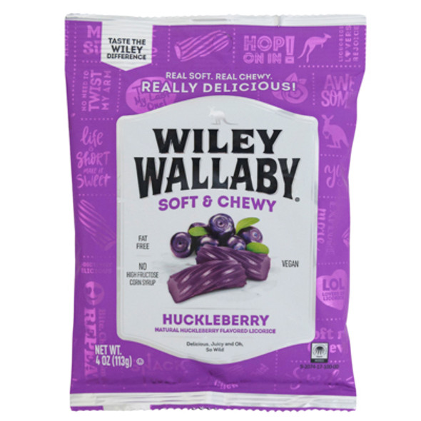 LICORICE WILEY WALLABY HUCKLEBERRY4 OZ PEG BAG NO AMAZON SALES