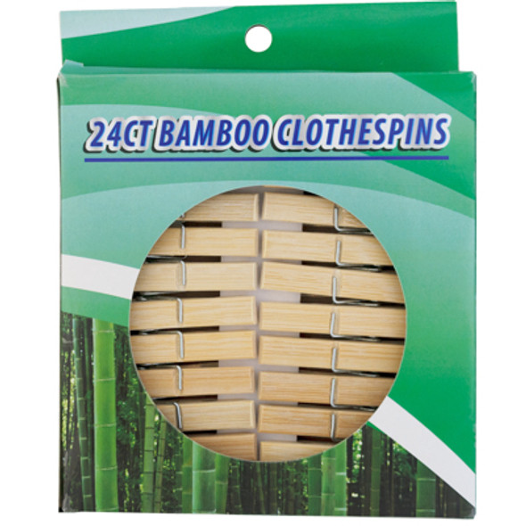 CLOTHESPINS 24CT BAMBOO STRONG ECO-FRIENDLY WINDOW BOXED 2.76IN L/ 7CM