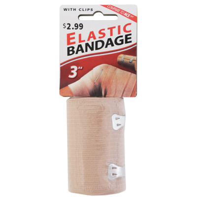 ELASTIC BANDAGE W/CLIPS 3INCH CARDED PP$2.99