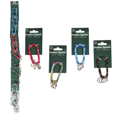 CARABINER PRINTED 3.15 IN L IN/ 4 RINGS 4 ASST ON 12PC DISP STRIP/ EA ON TCD