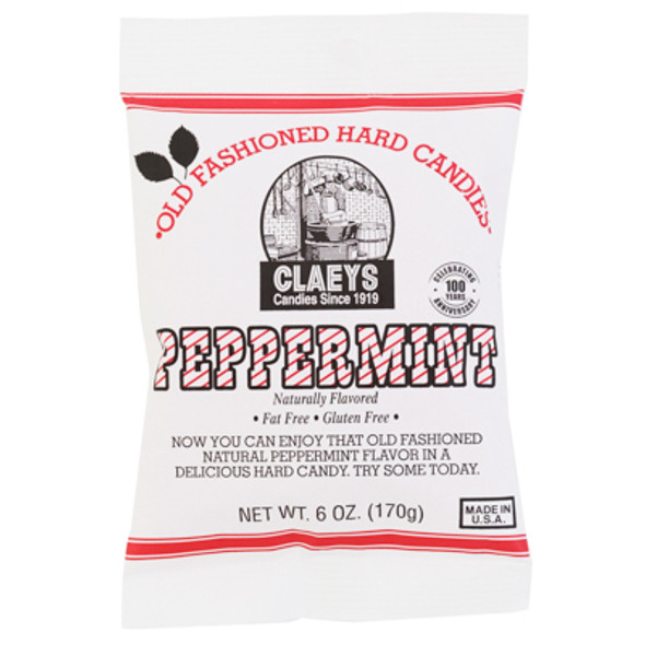 CLAEYS OLD FASHIONED HARD CANDIES NATURAL PEPPERMINT 6 OZ PEG BAG