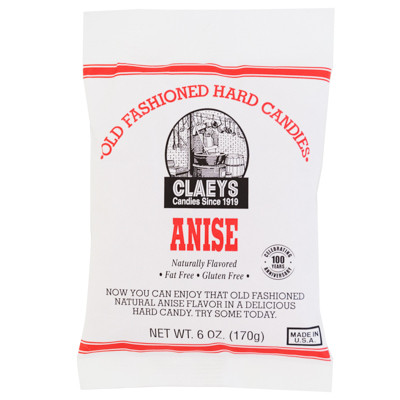 CLAEYS OLD FASHIONED HARD CANDIES NATURAL ANISE 6 OZ PEG BAG