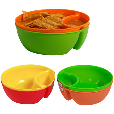 SNACK & DIP BOWLS 2PK ROUND 6IN DIA PLASTIC/ COLOR LABEL