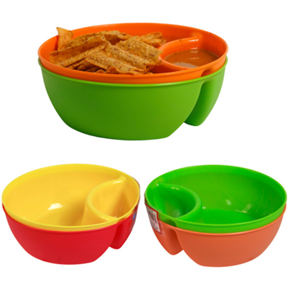 SNACK & DIP BOWLS 2PK ROUND 6IN DIA PLASTIC/ COLOR LABEL