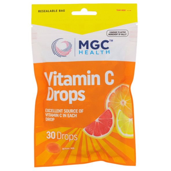 COUGH DROPS 30CT VITAMIN C 10/2026 MGC HEALTH COUGH DROPS 30CT VITAMIN C 10/2026 MGC HEALTH