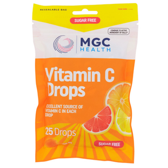 COUGH DROPS 25CT SUGAR FREE VITAMIN C MGC HEALTH COUGH DROPS 25CT SUGAR FREE VITAMIN C MGC HEALTH