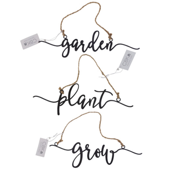 WALL DECOR 3AST SCRIPT GARDEN/GROW/PLANT IRON