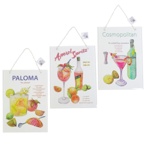 WALL PLAQUE 3AST COCKTAIL COSMO/PALOMA/APEROL SPRITZ GLASS WALL PLAQUE 3AST COCKTAIL COSMO/PALOMA/APEROL SPRITZ GLASS