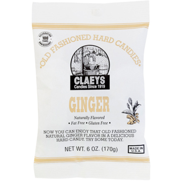 CLAEY'S OLD FASHIONED HARD CANDIES GINGER 6 OZ PEG BAG